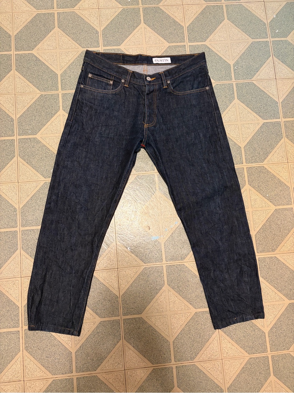 Gustin #68 Men's Dark Indigo Raw Selvedge Jeans 34x26 Measurments in Description